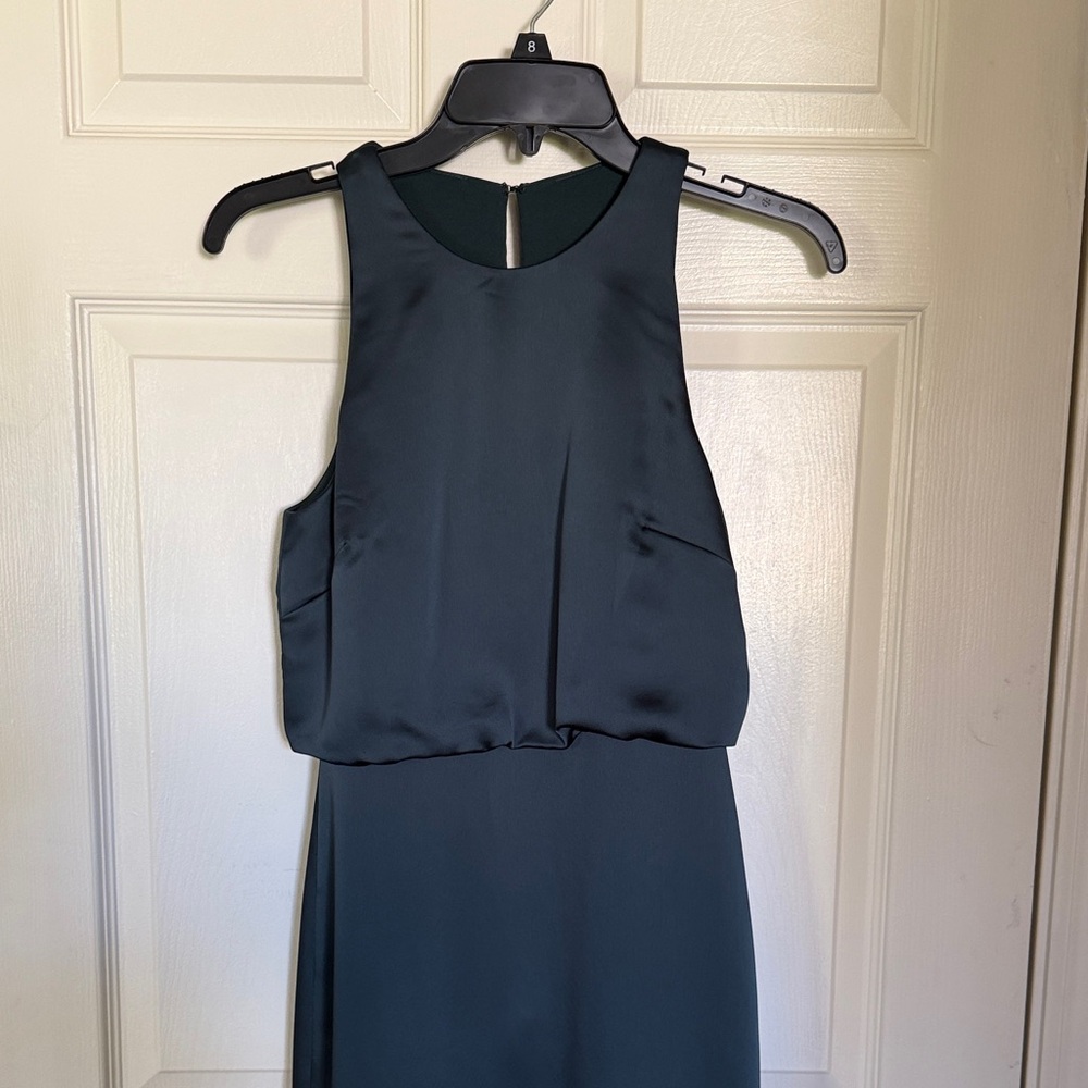 Elegant Dark Green Satin Gown - Picture 2 of 4